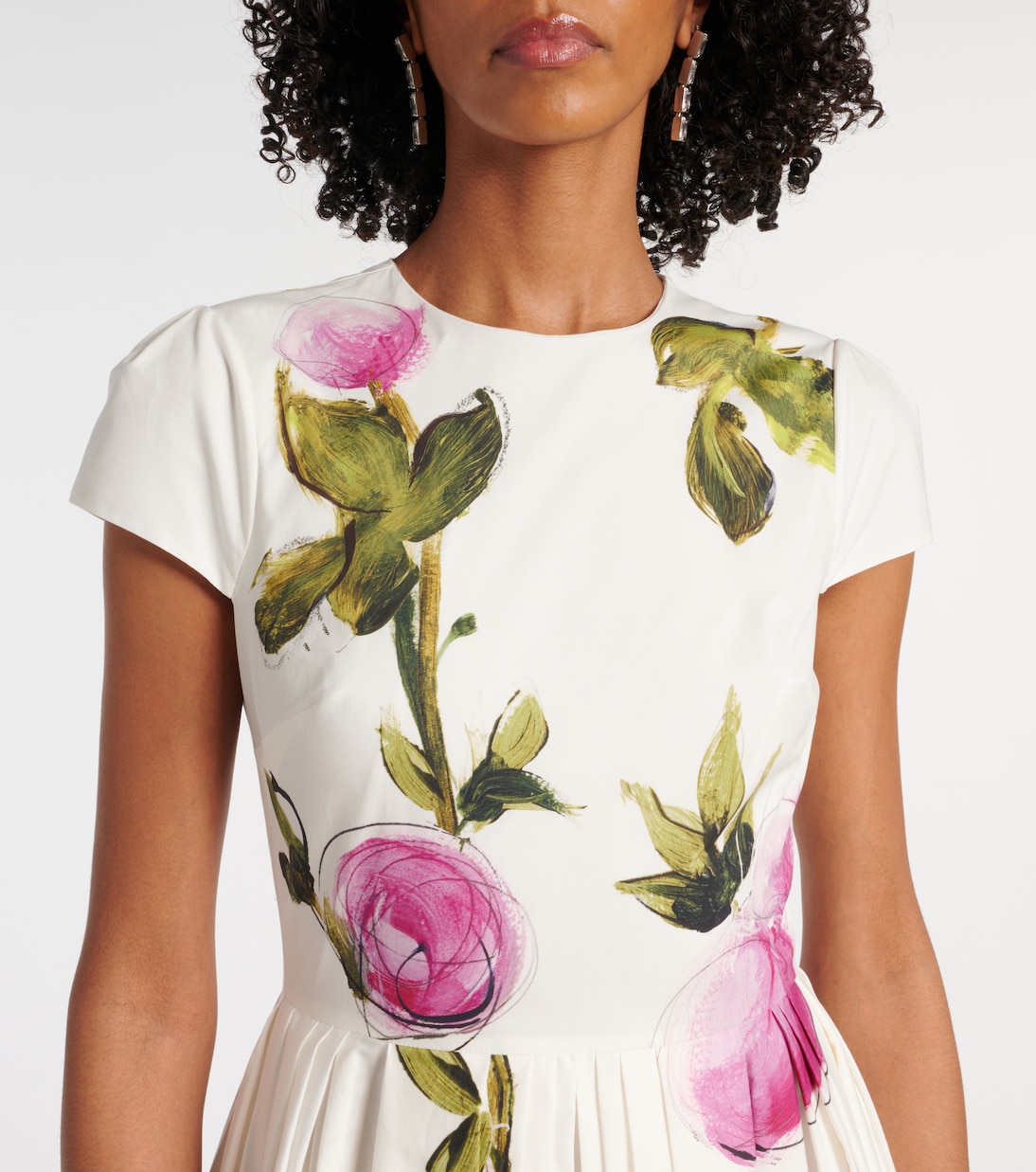 Floral cotton-blend poplin midi dress | Oscar de la Renta