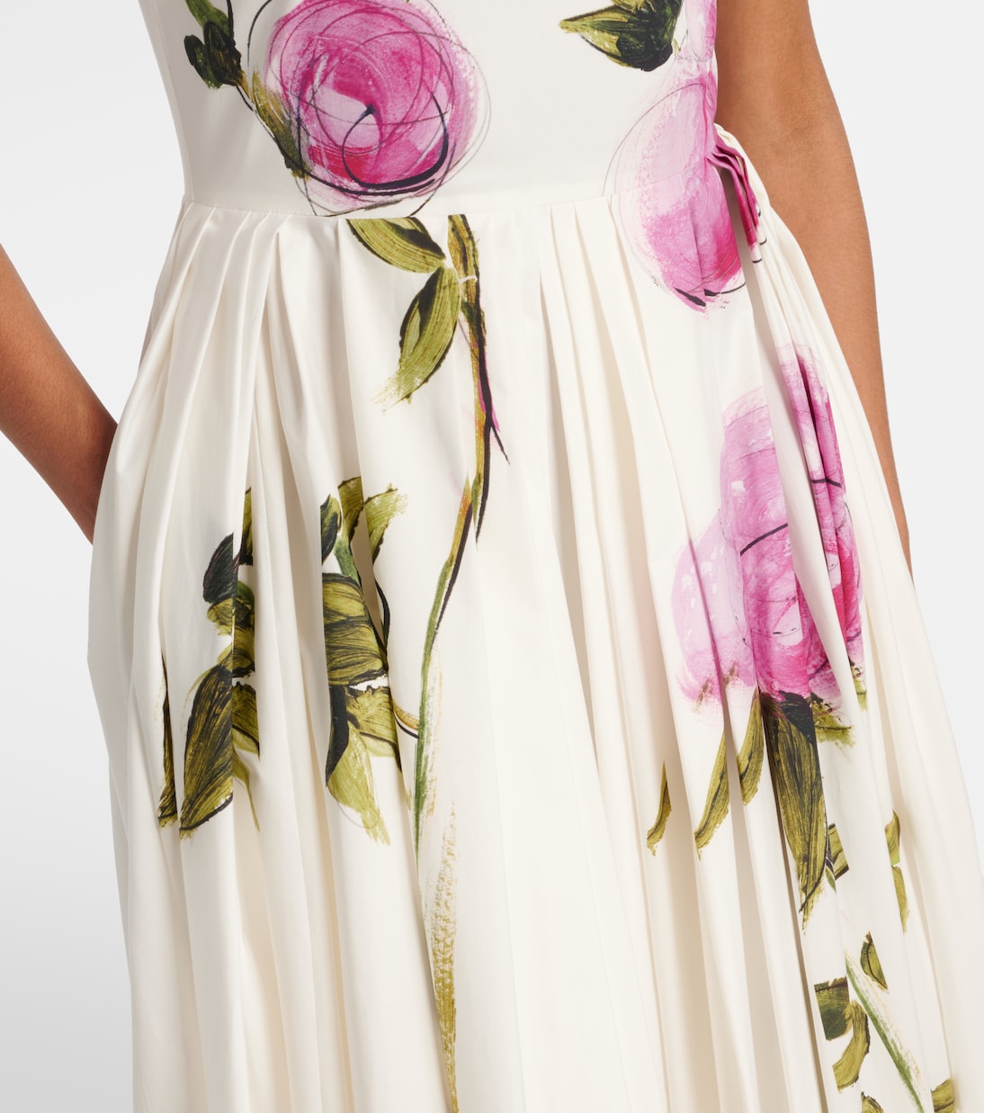 Floral cotton-blend poplin midi dress | Oscar de la Renta
