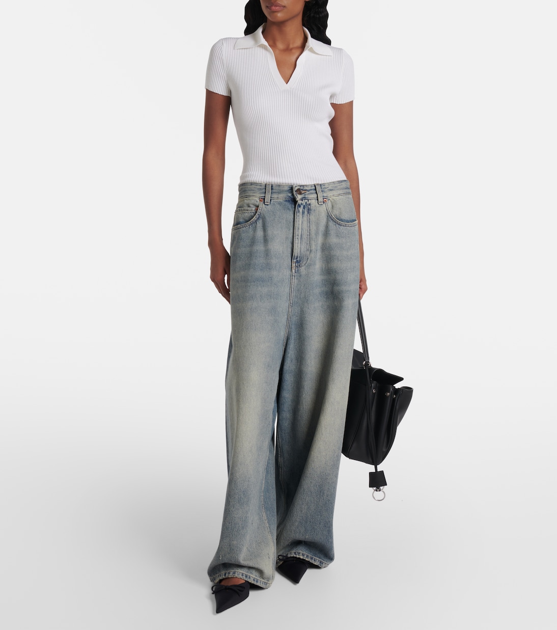 Polo in maglia di misto lana a coste | Balenciaga