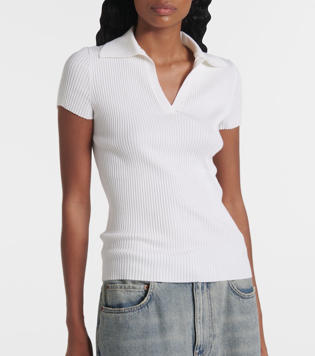 Polo in maglia di misto lana a coste | Balenciaga