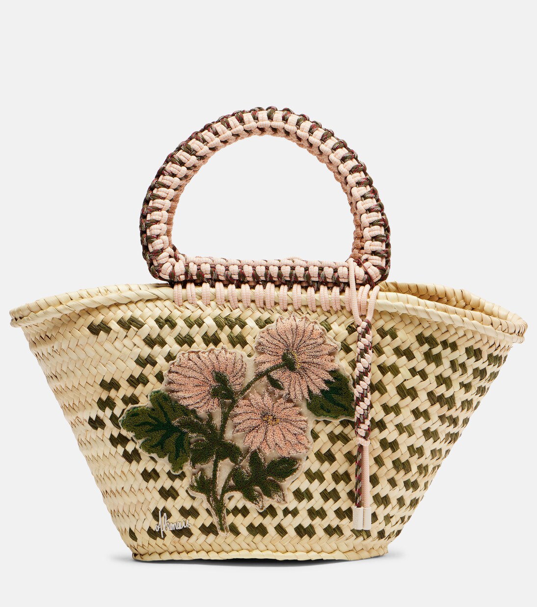 Sage Medium embellished raffia tote bag | Alémais
