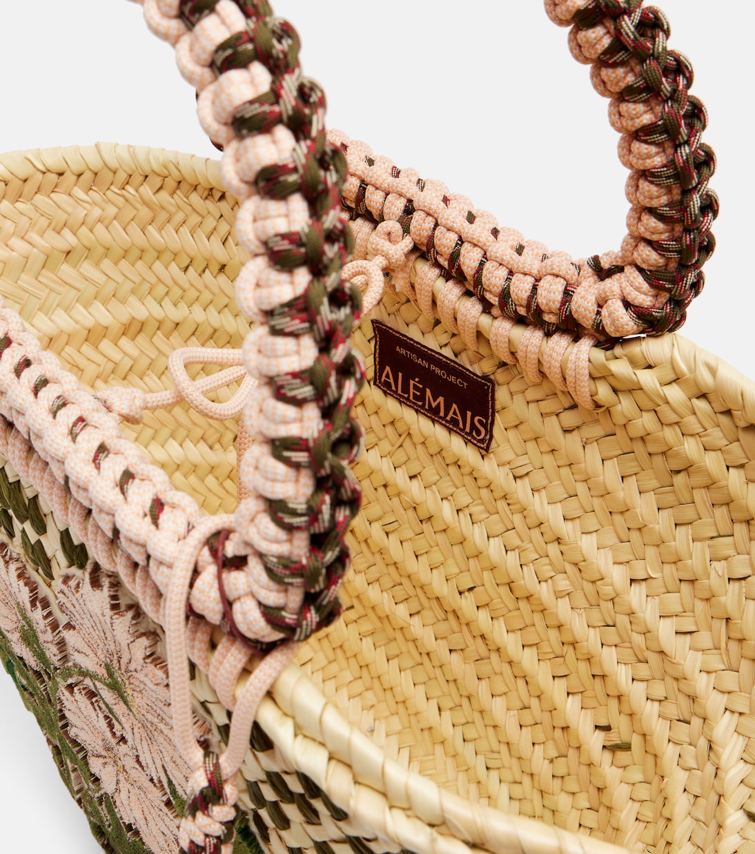 Sage Medium embellished raffia tote bag | Alémais