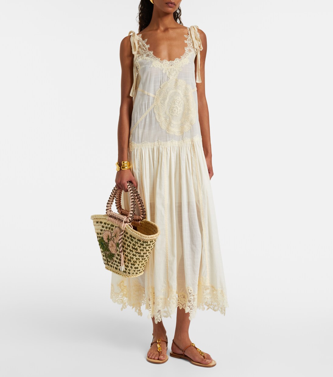 Sage Medium embellished raffia tote bag | Alémais