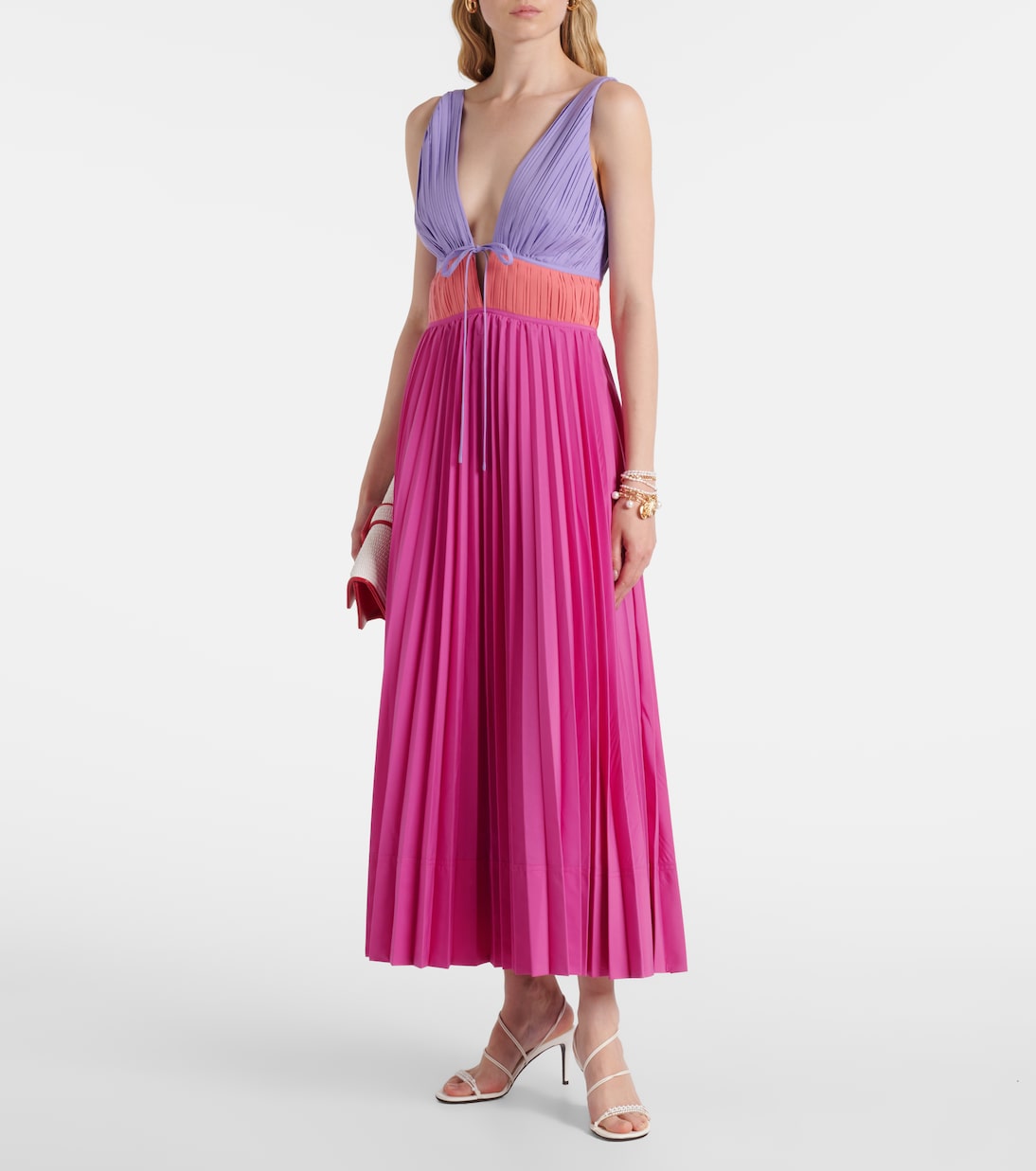 Vestido midi Stephanie de popelín plisado  | Simkhai