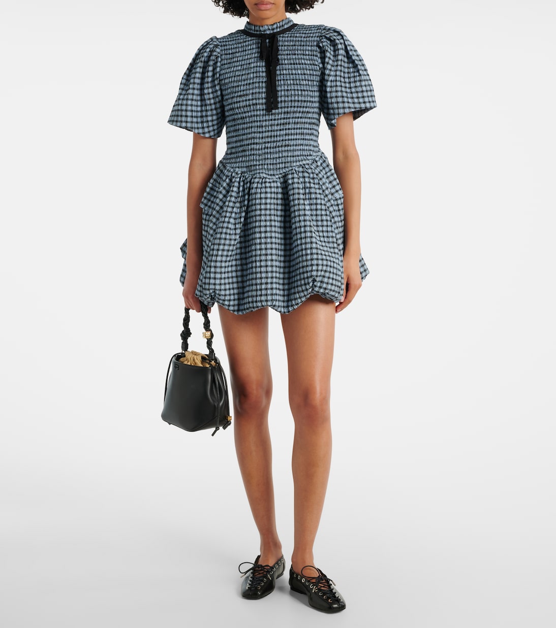 Robe en seersucker à carreaux | Ganni