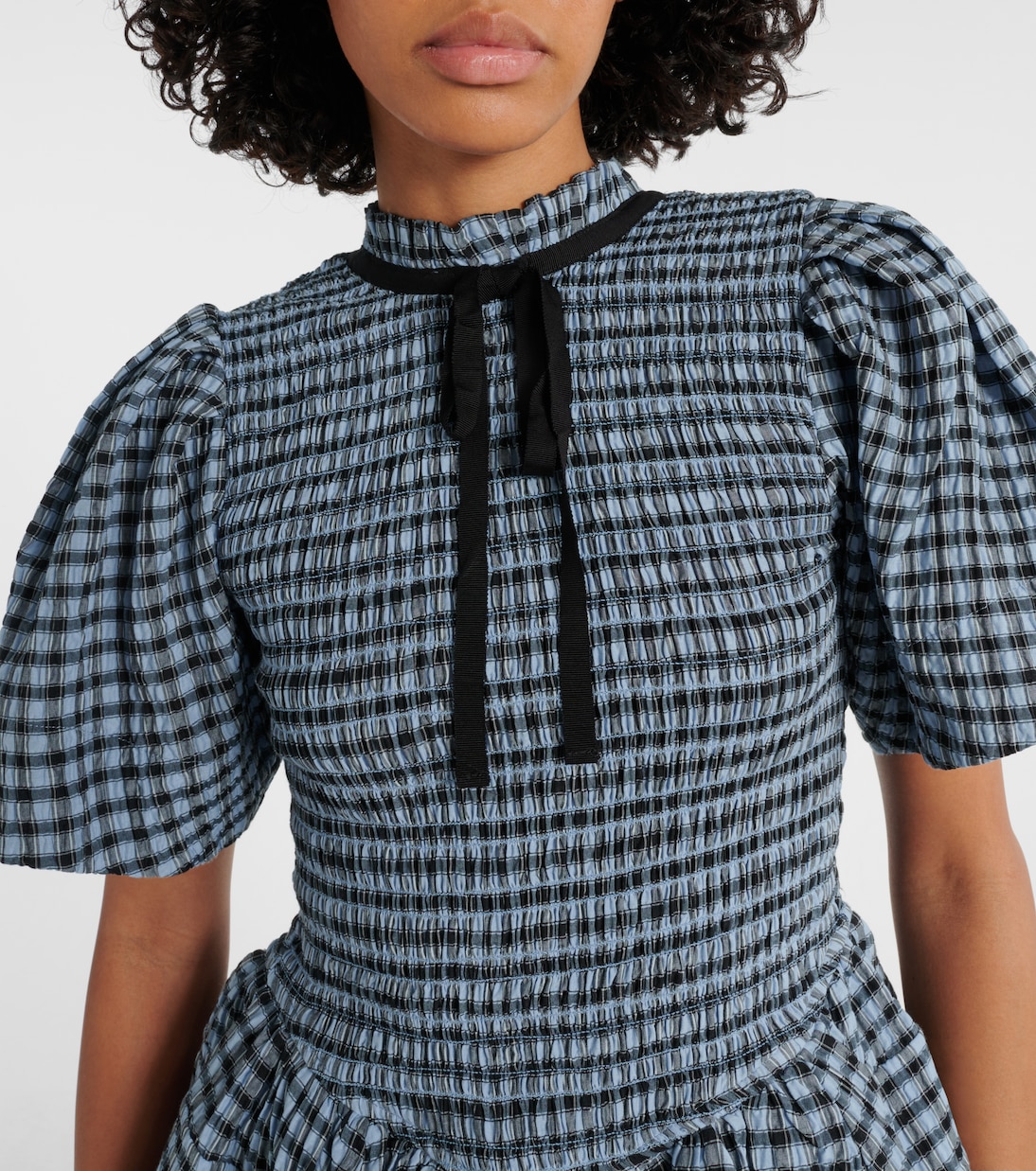 Robe en seersucker à carreaux | Ganni