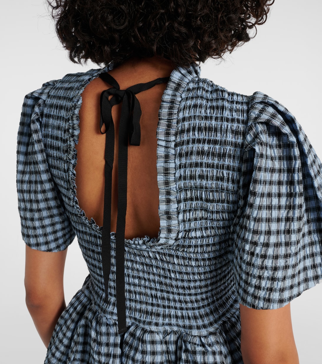 Robe en seersucker à carreaux | Ganni
