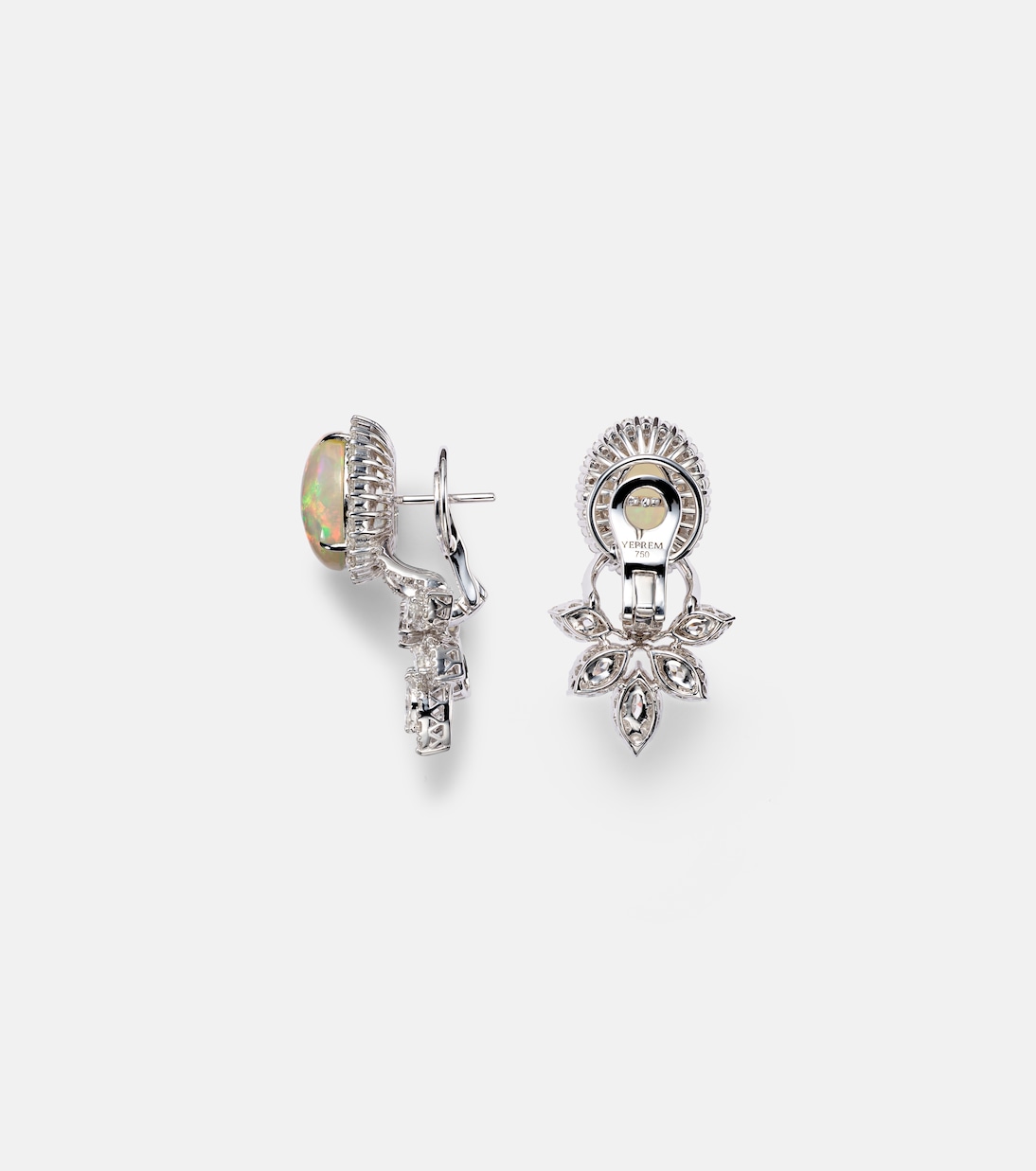 Ohrringe Reign Supreme aus 18kt Weißgold mit Diamanten und Opal | Yeprem