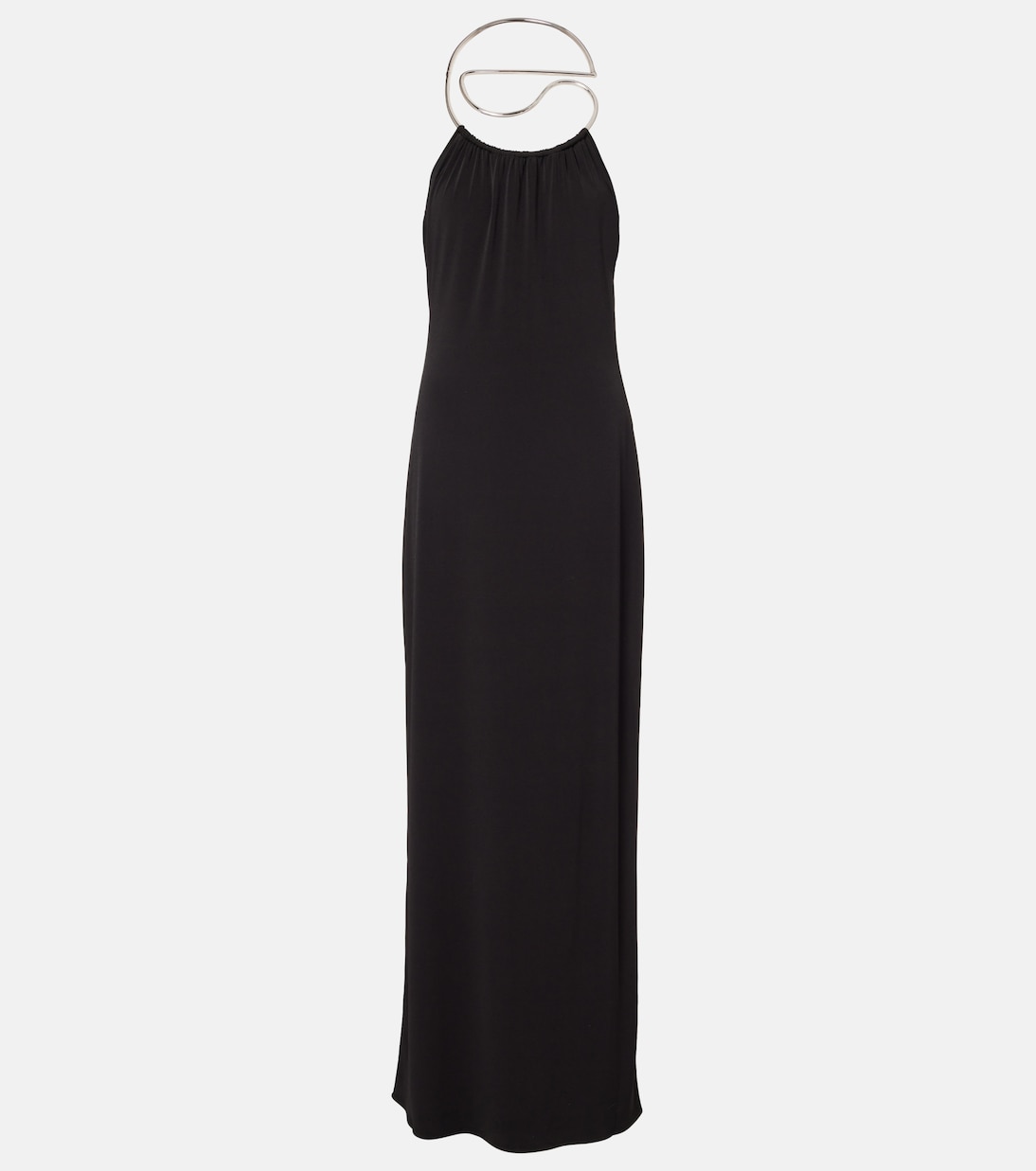 Logo Necklace embellished halterneck gown | Coperni
