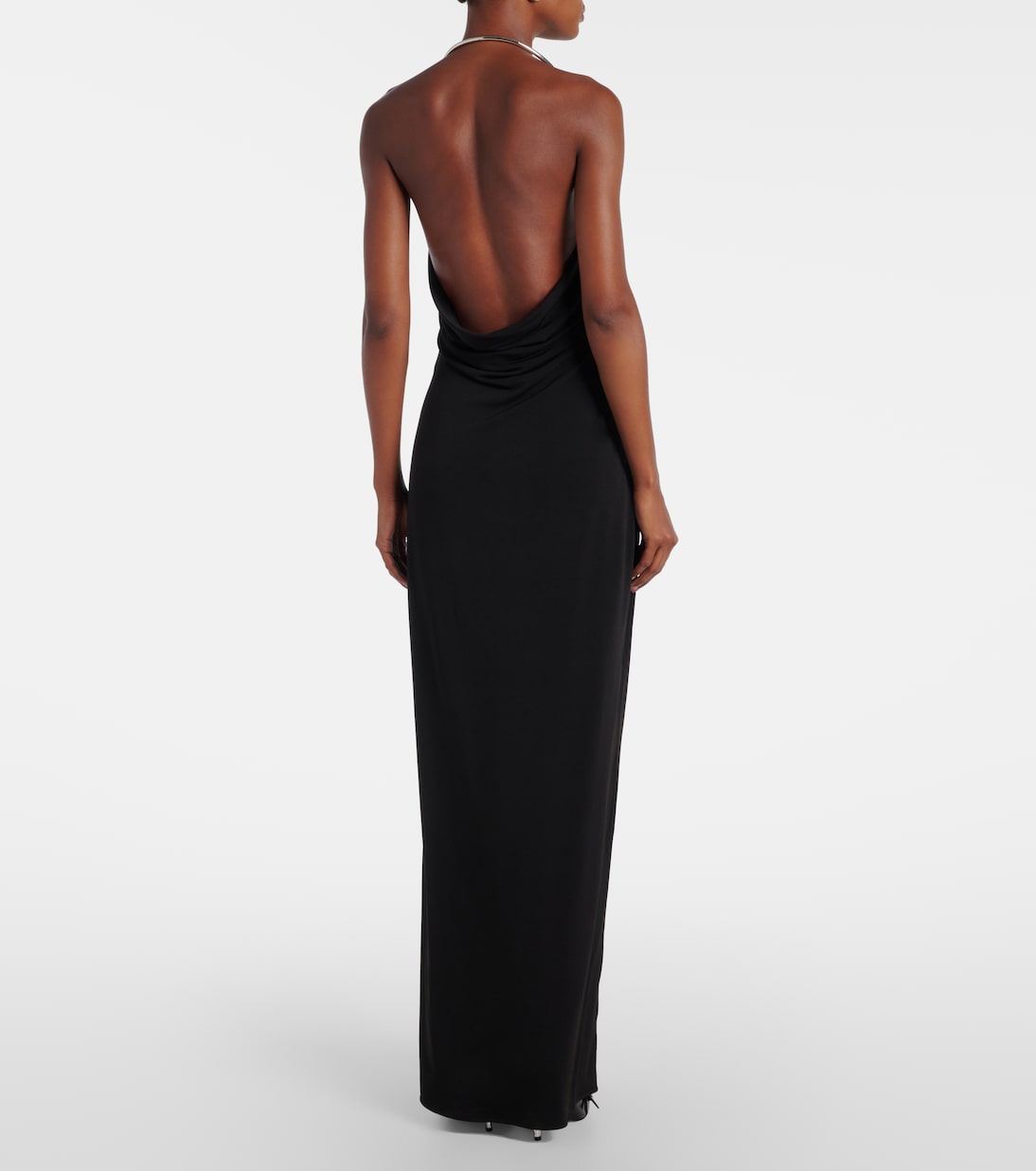 Logo Necklace embellished halterneck gown | Coperni