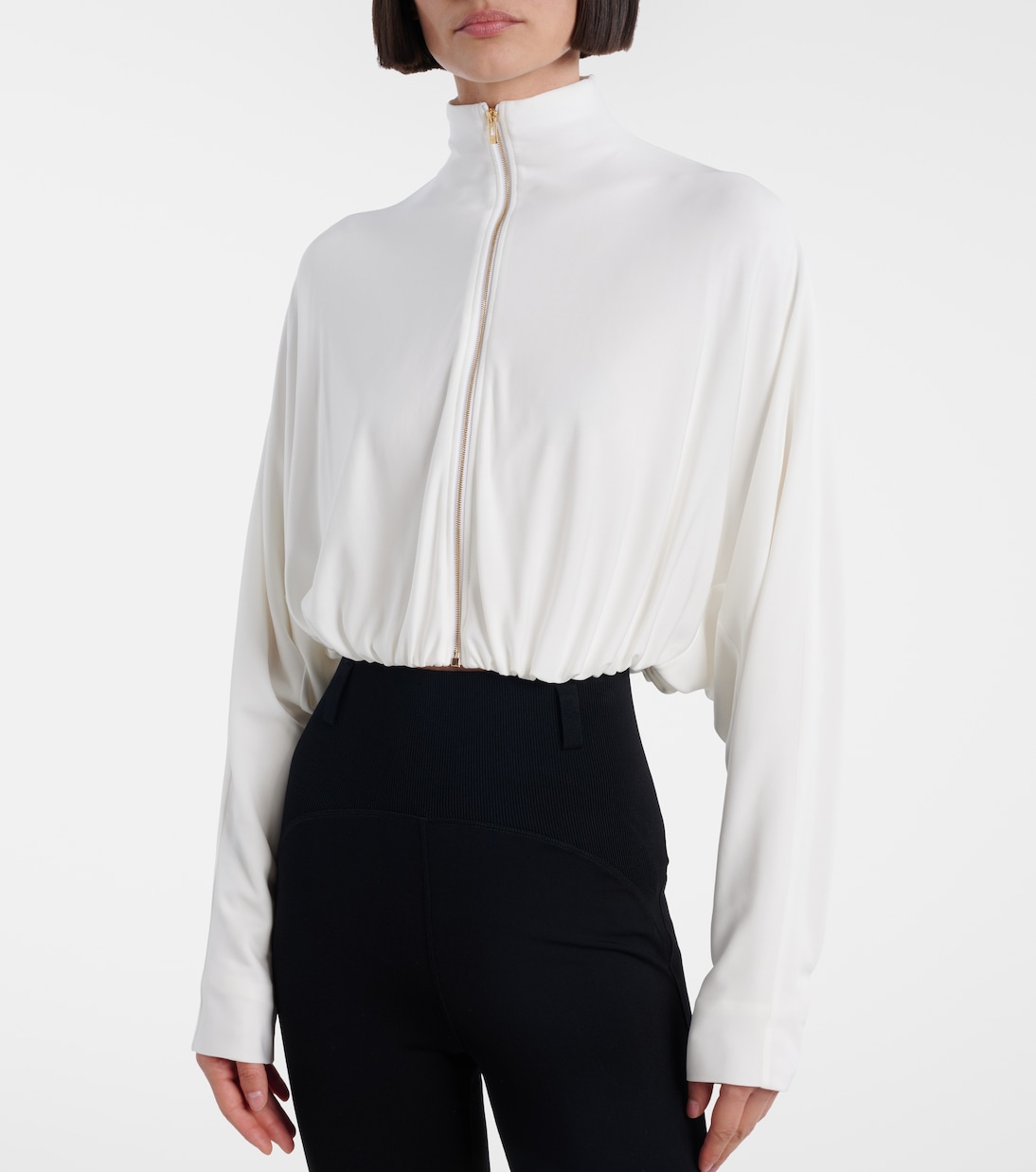 Draped mockneck jersey jacket | Alaïa