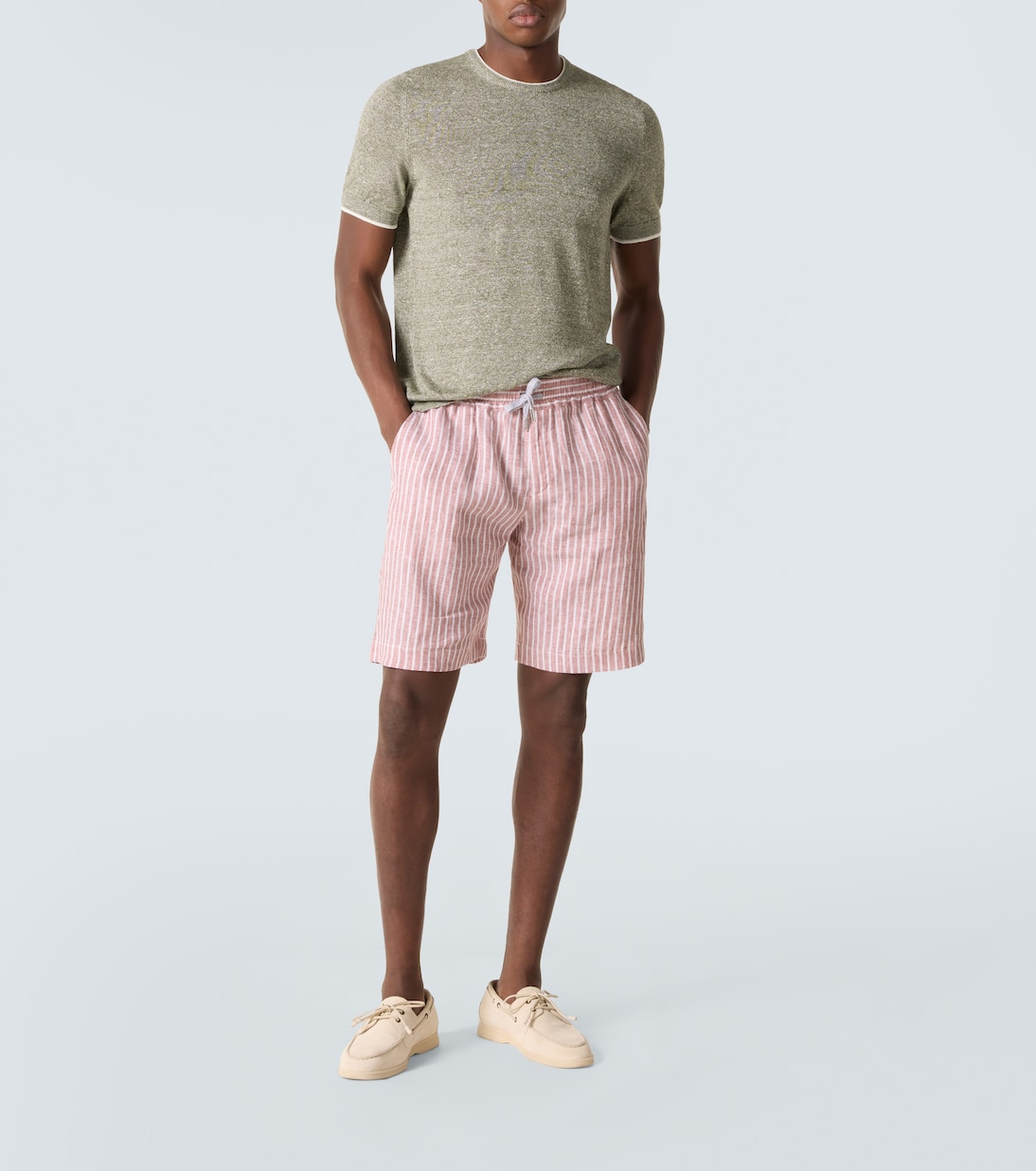 Alfa striped linen Bermuda shorts | Fedeli