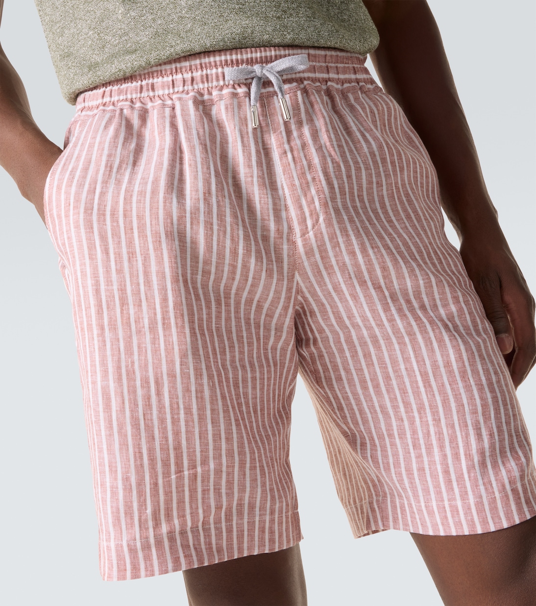 Alfa striped linen Bermuda shorts | Fedeli