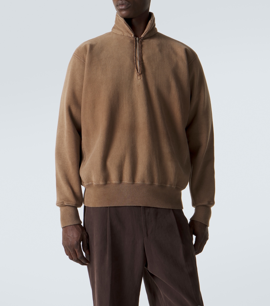 Felpa in cotone felpato con zip corta | A.Presse