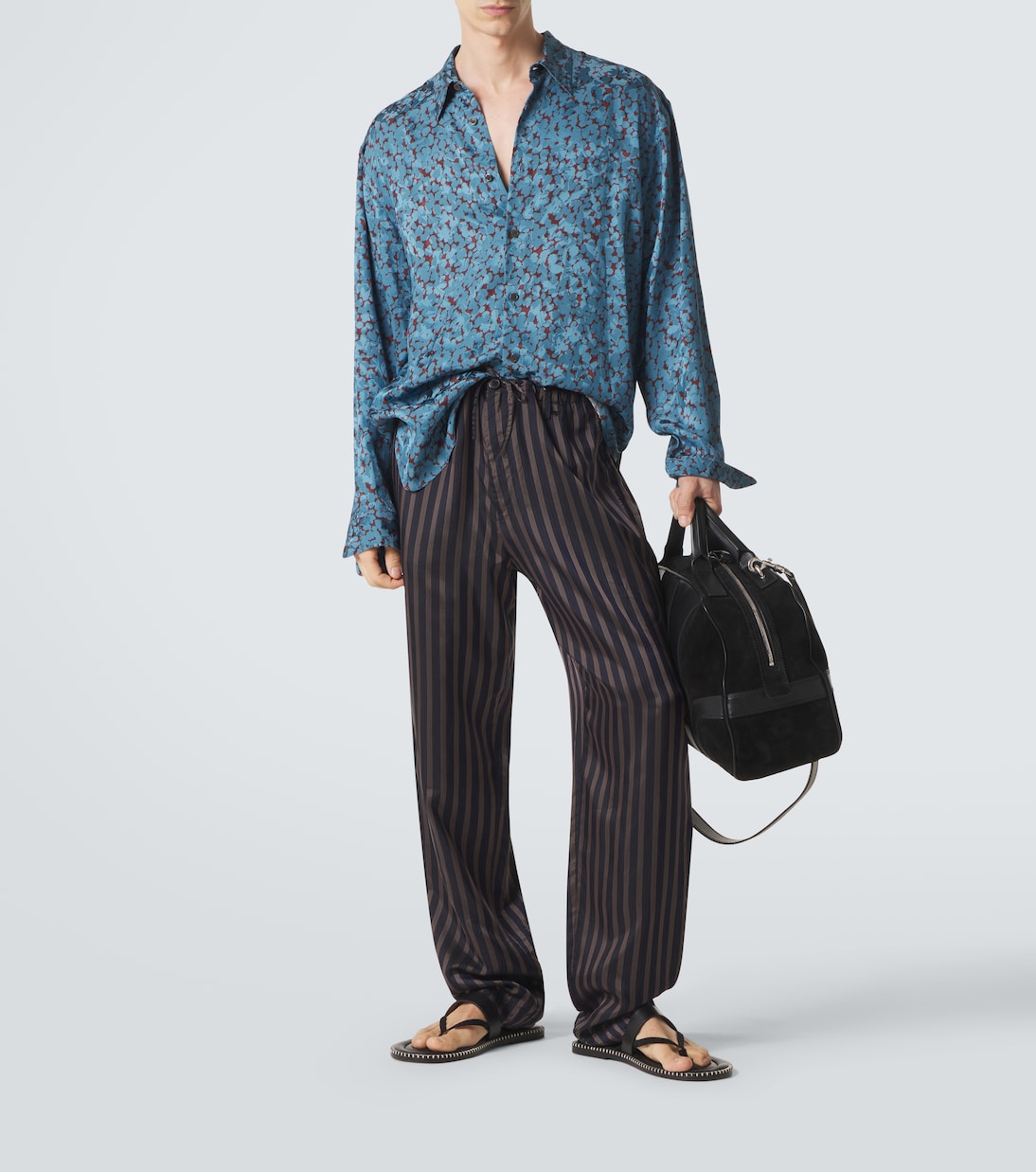 Leather-trimmed suede duffel bag | Dries Van Noten