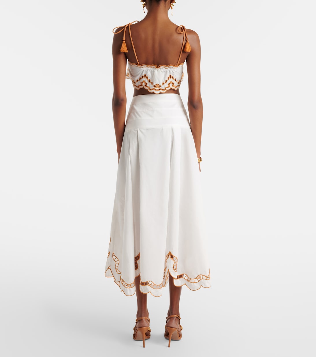 Bestickter Midirock aus Baumwolle | Farm Rio