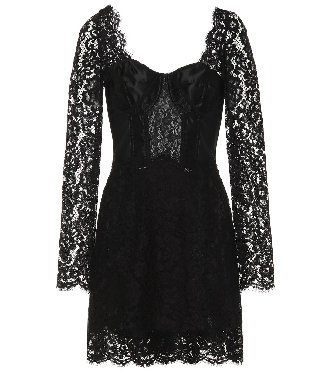 Dolce & Gabbana Black Stretch Satin Jacquard Mini Dress main image 0