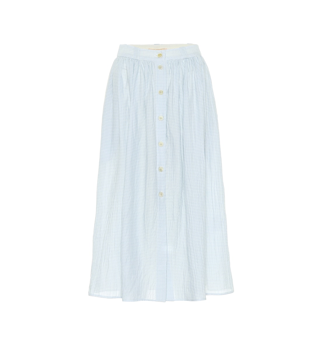 Falda midi Olivo de algodón con diseño gingham | Brock Collection
