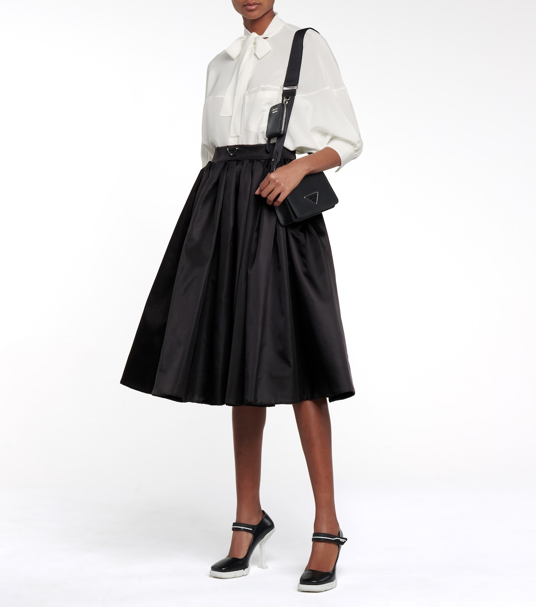 Jupe midi à plis en Re-Nylon | Prada