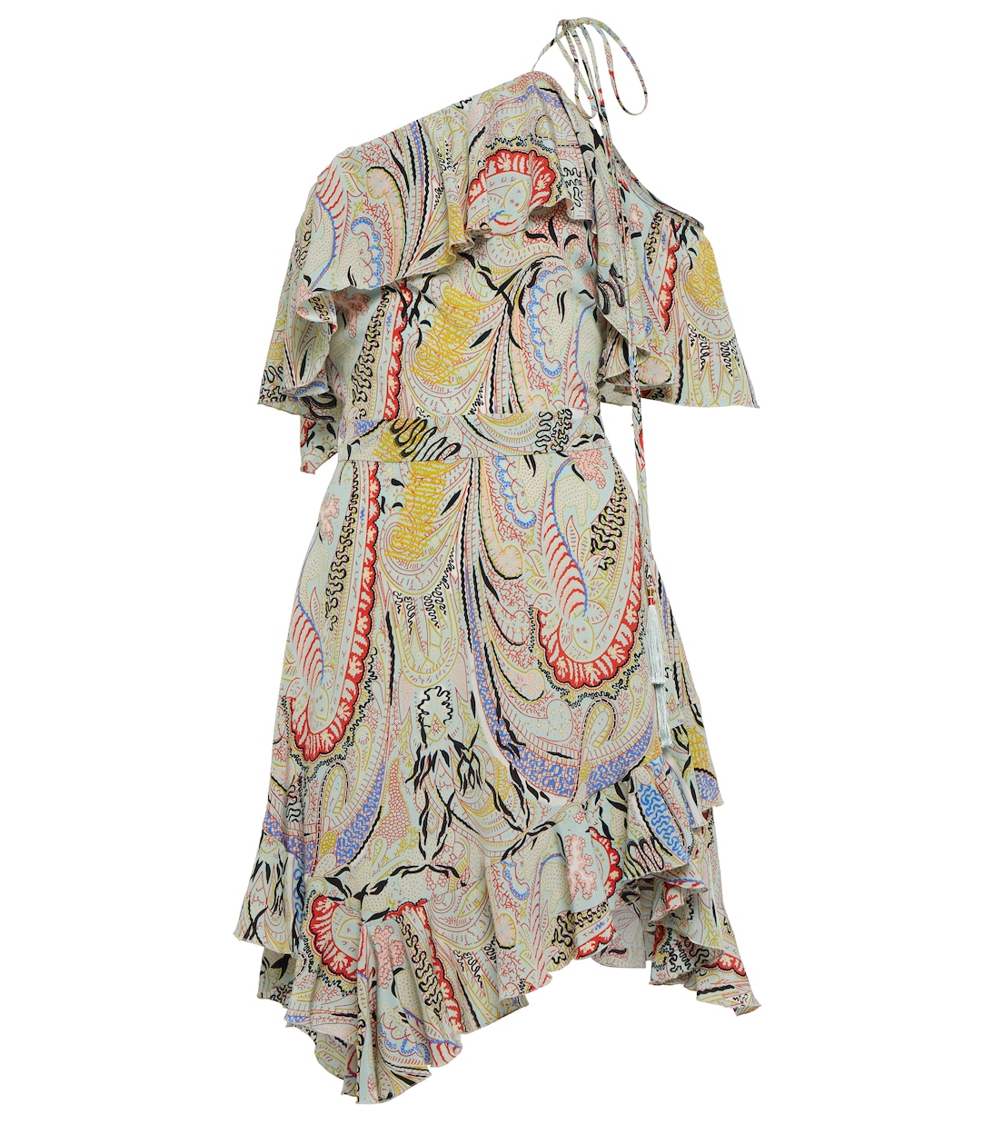 Printed one-shoulder silk minidress | Etro