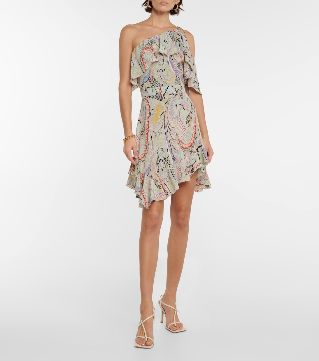 Printed one-shoulder silk minidress | Etro