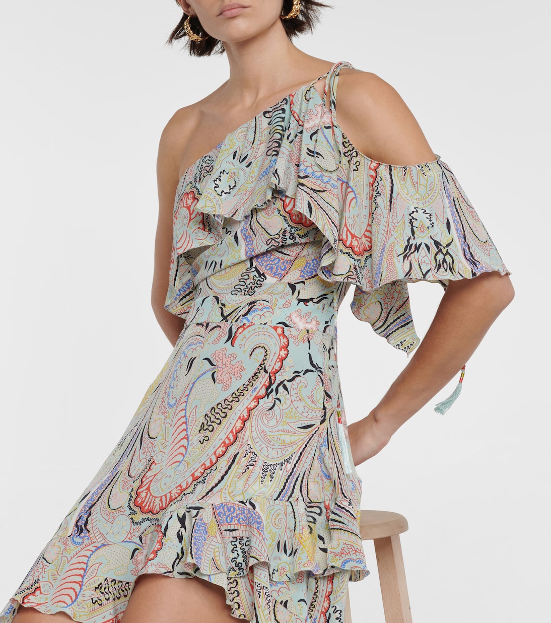 Printed one-shoulder silk minidress | Etro