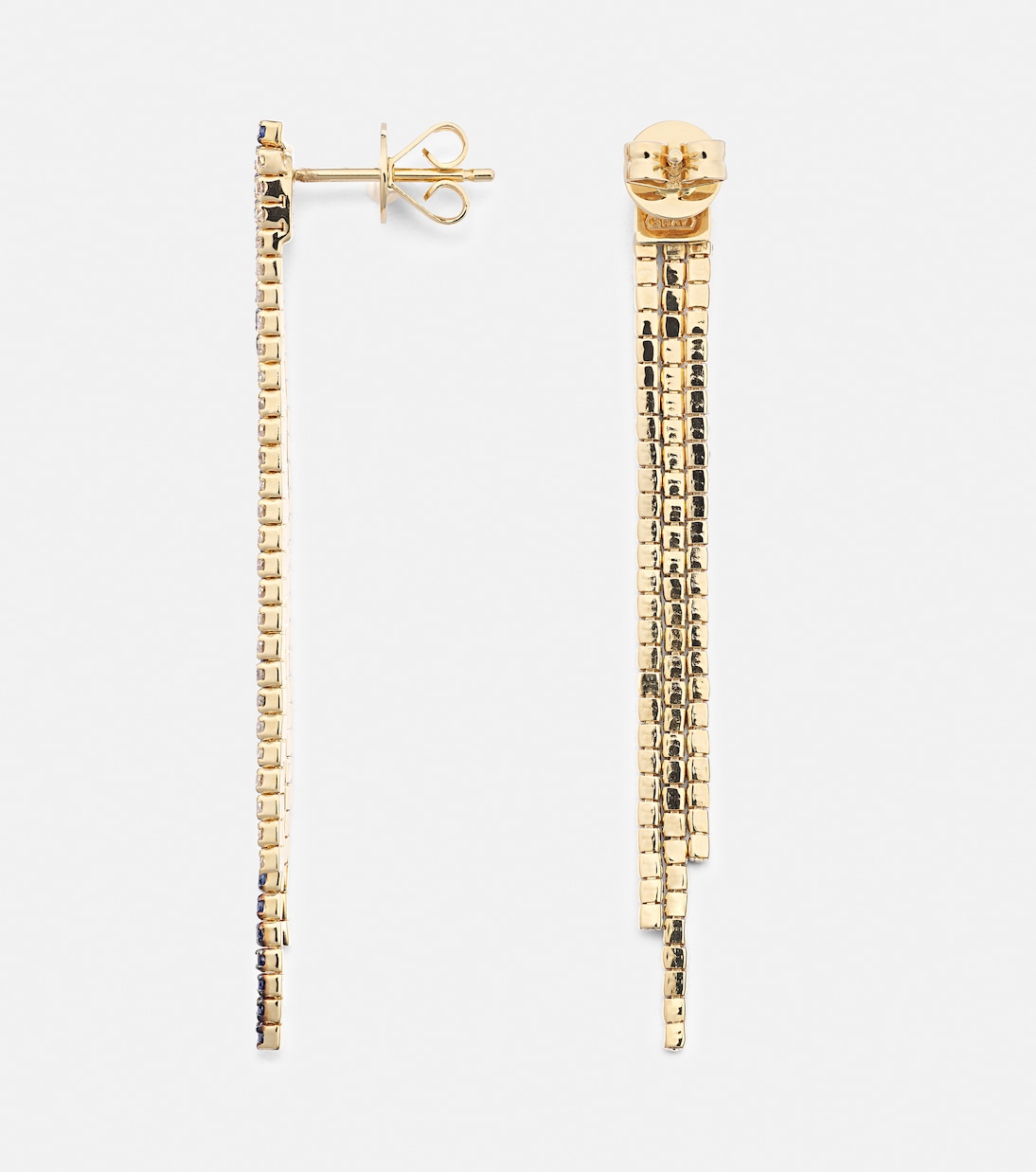 Triple Thread Drop 18kt gold earrings with diamonds | Shay Jewelry