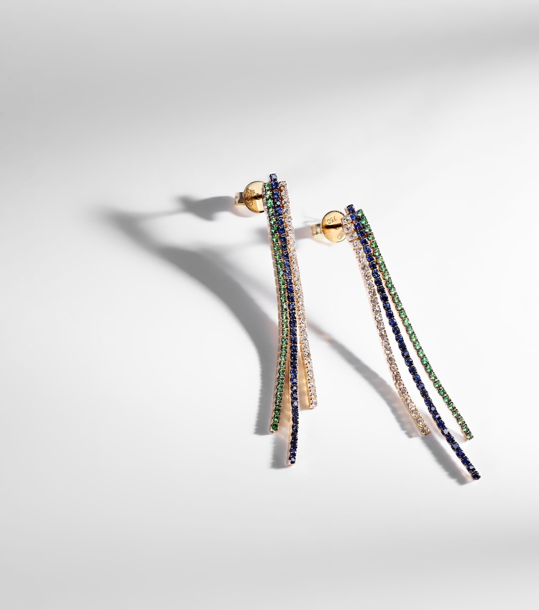 Triple Thread Drop 18kt gold earrings with diamonds | Shay Jewelry