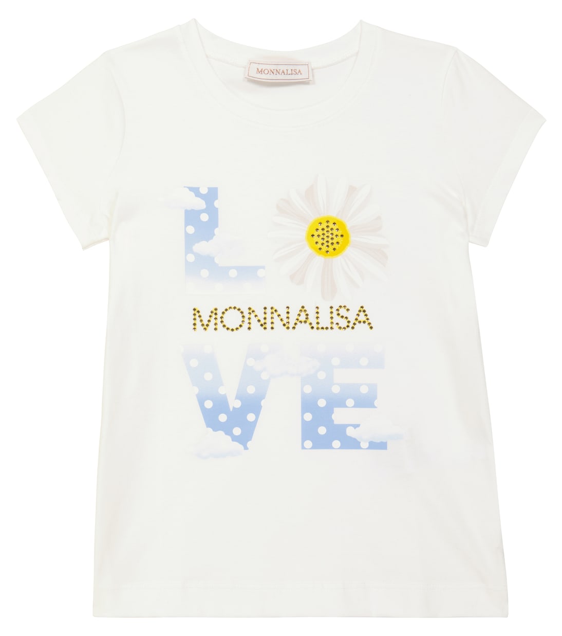 Camiseta en mezcla de algodón adornada | Monnalisa