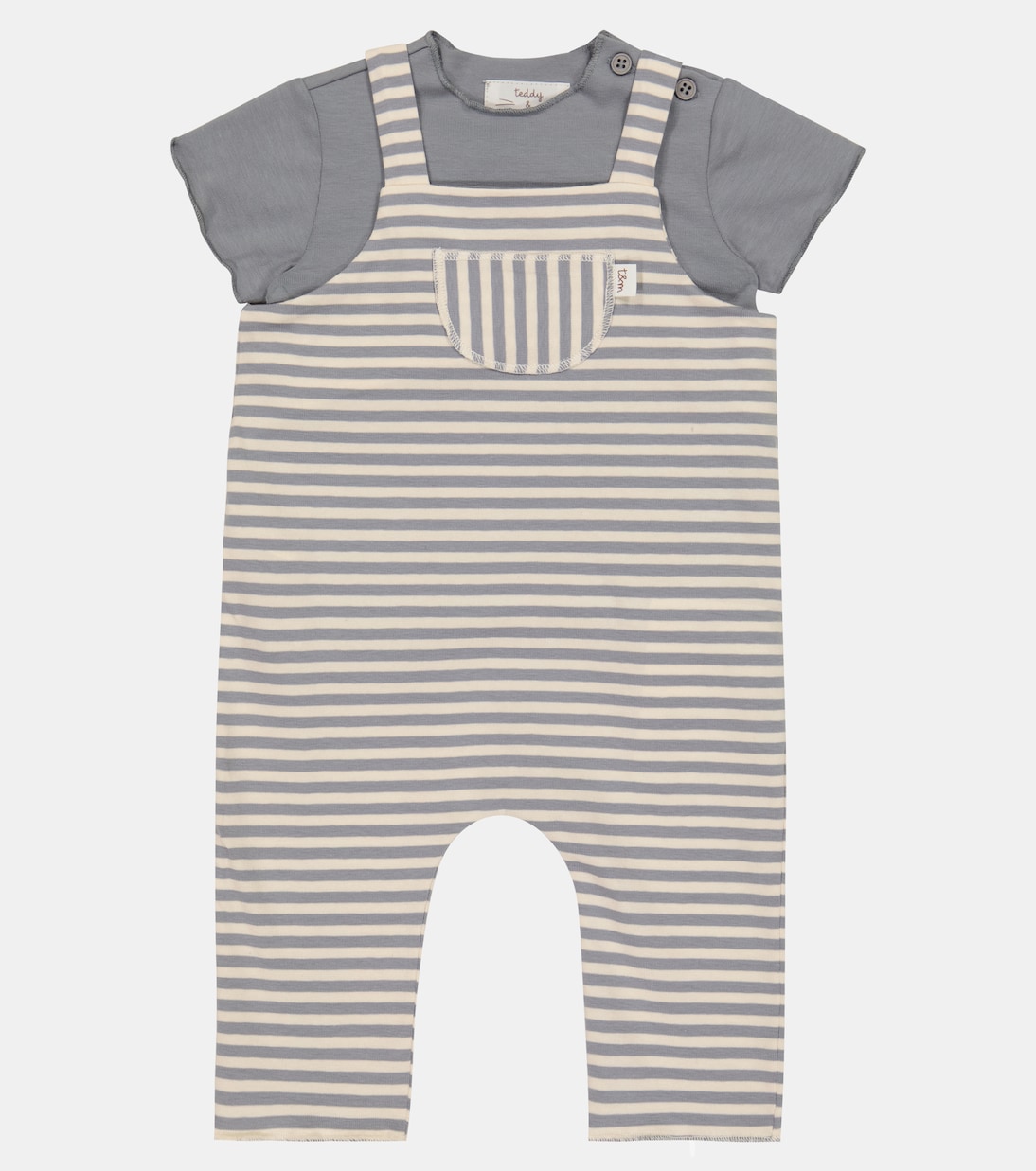 Baby cotton T-shirt and overalls set | Il Gufo