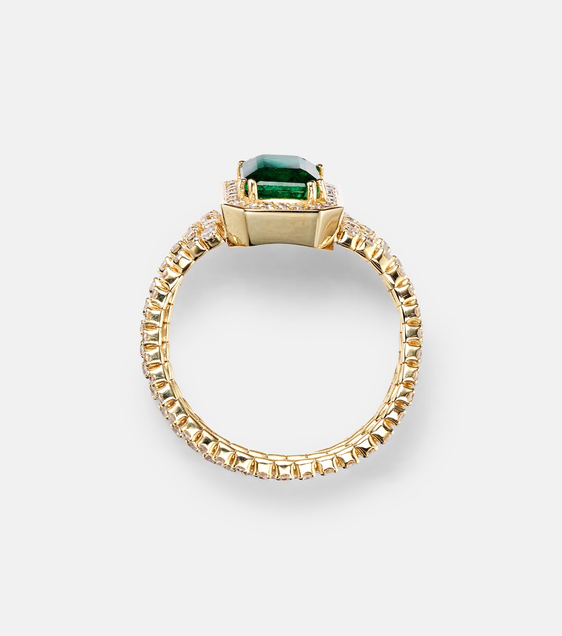 Bague 5 Thread Illusion en or 18 ct, diamants et émeraude | Shay Jewelry