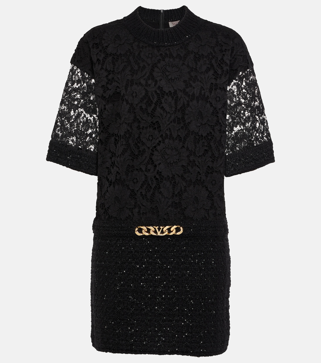 VLogo Chain bouclé and lace minidress | Valentino