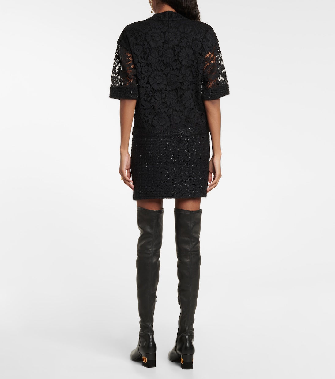 VLogo Chain bouclé and lace minidress | Valentino