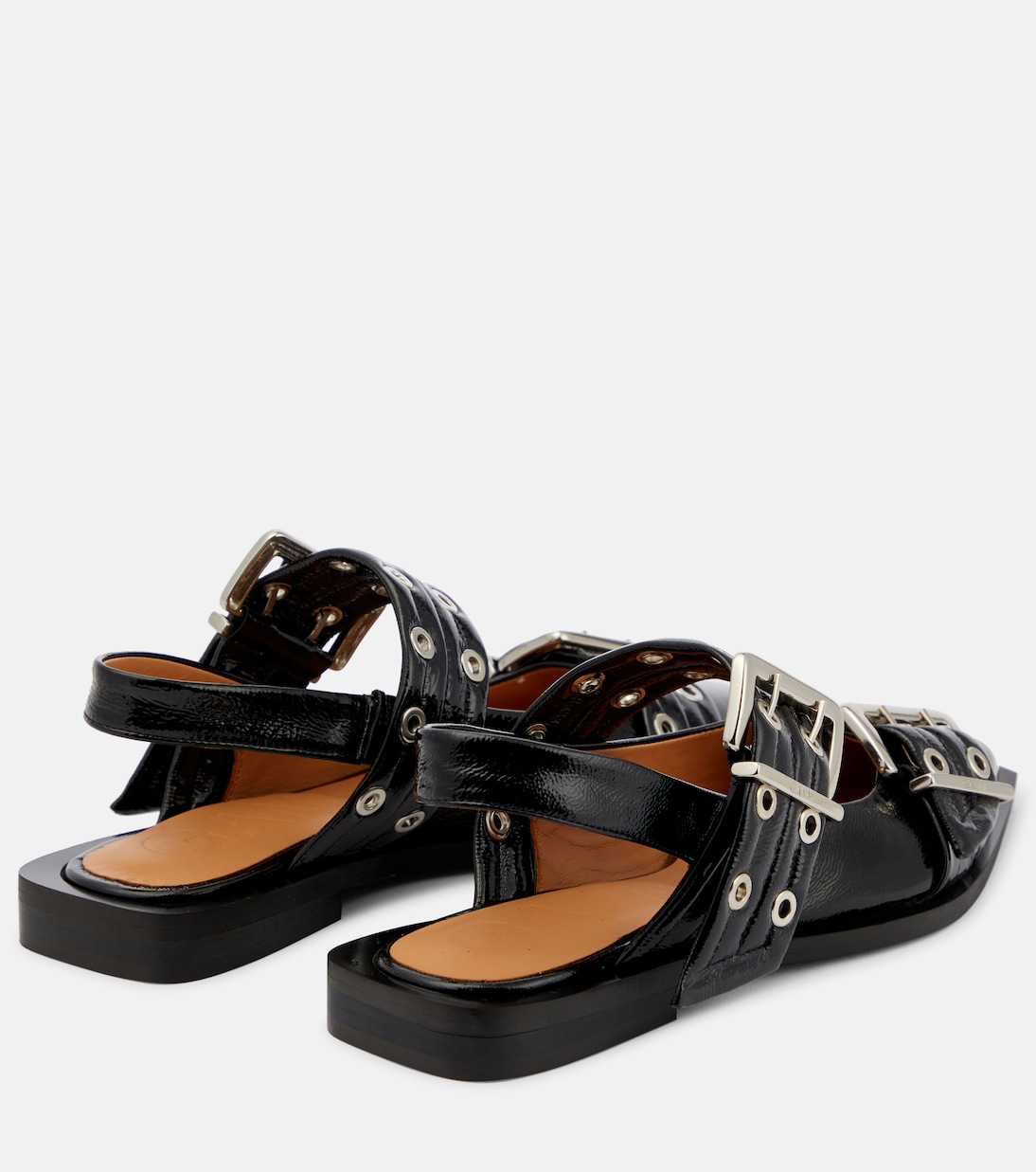 Faux leather slingback flats | Ganni