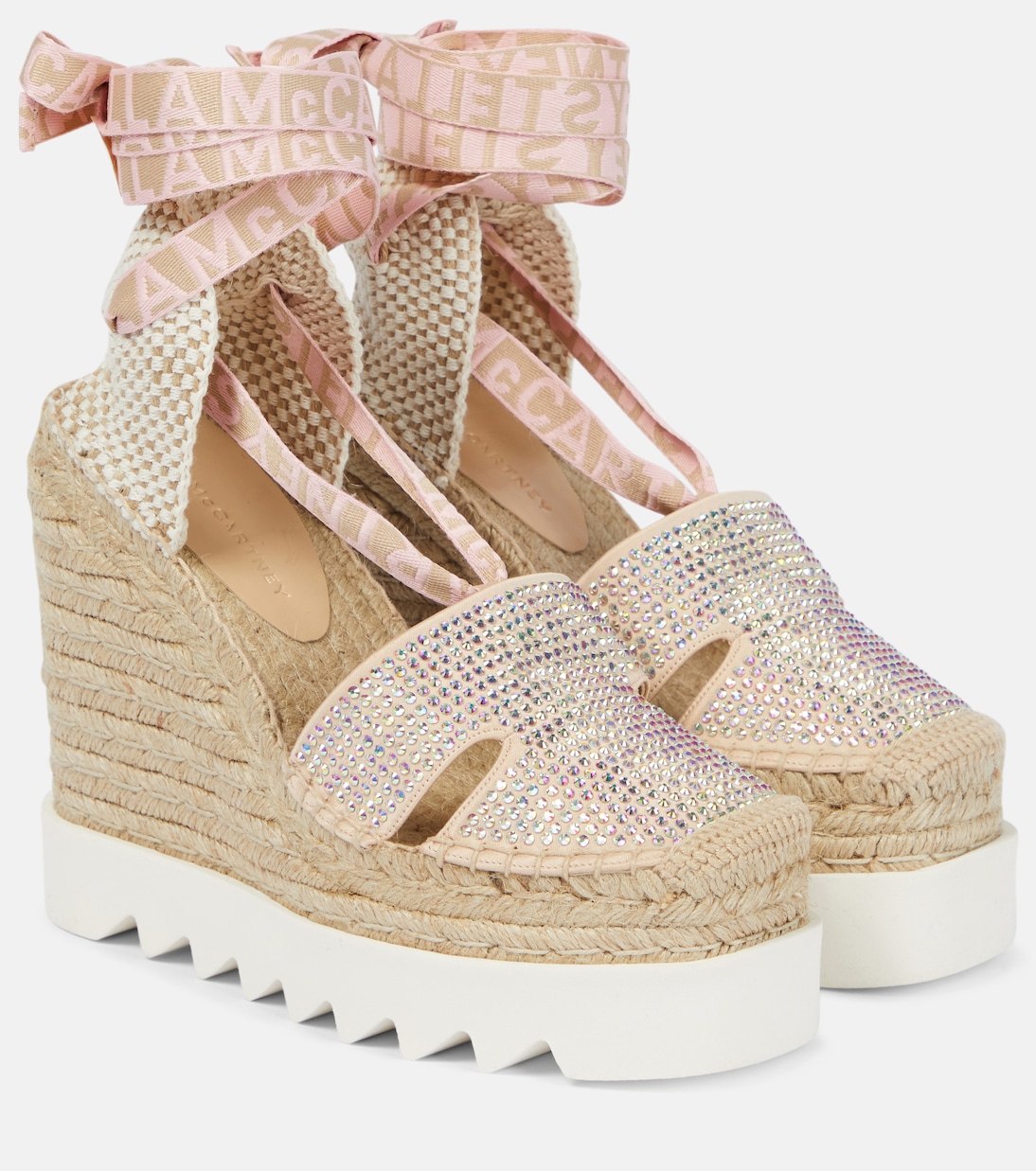 Embellished wedge espadrilles in beige Stella Mc Cartney Mytheresa