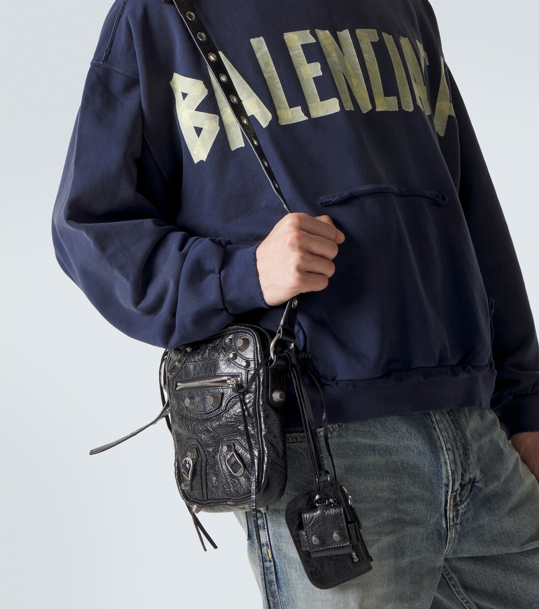 Tape logo cotton jersey hoodie | Balenciaga