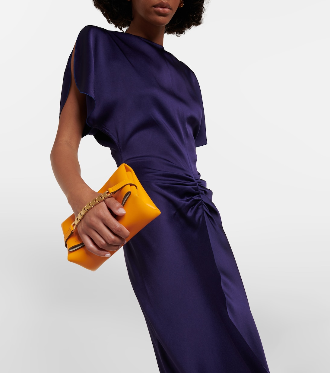 Gathered satin midi dress | Victoria Beckham