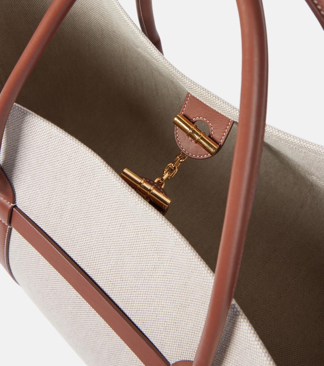 Shopper Ghiera Large in canvas e pelle | Loro Piana