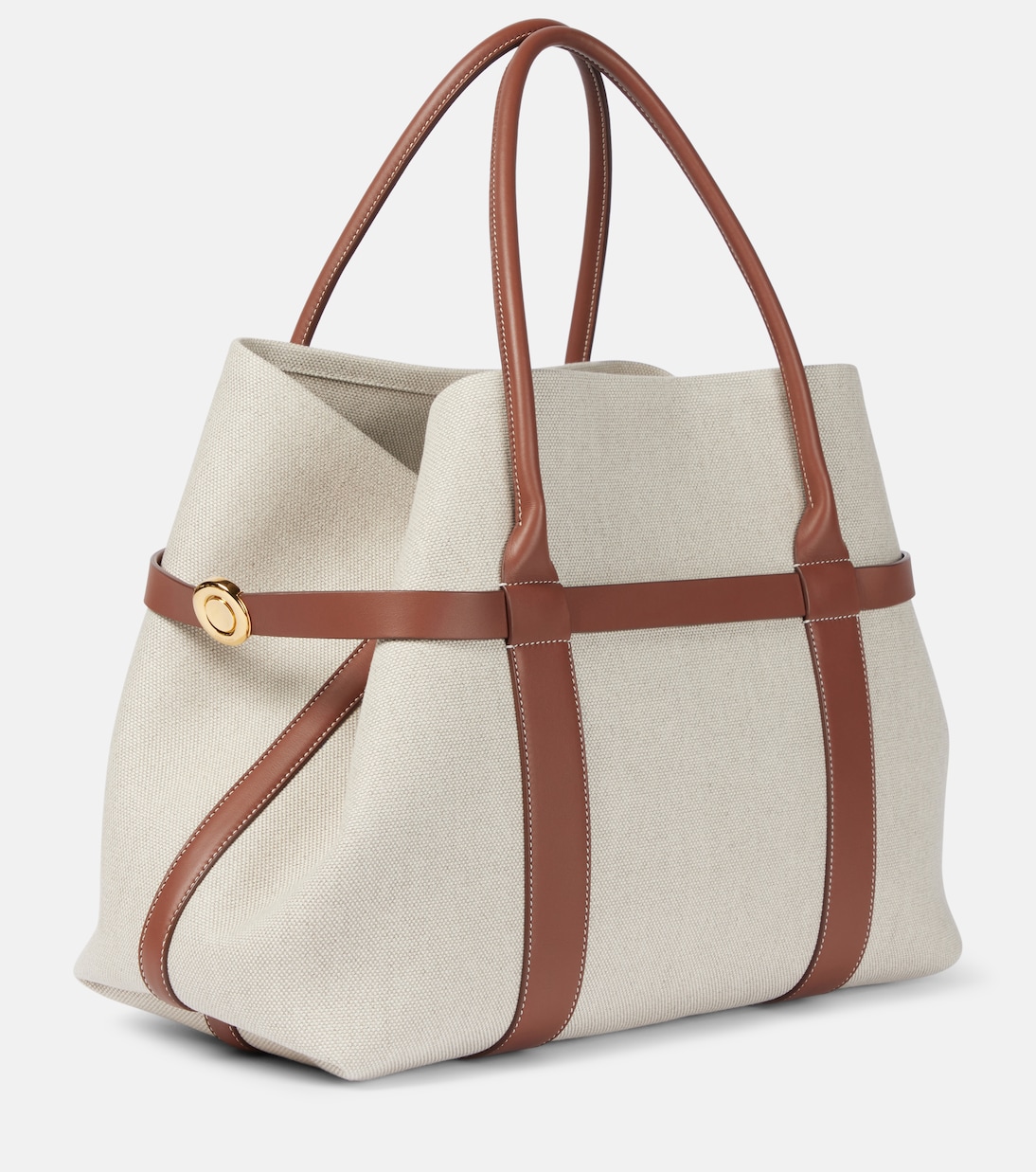 Shopper Ghiera Large in canvas e pelle | Loro Piana