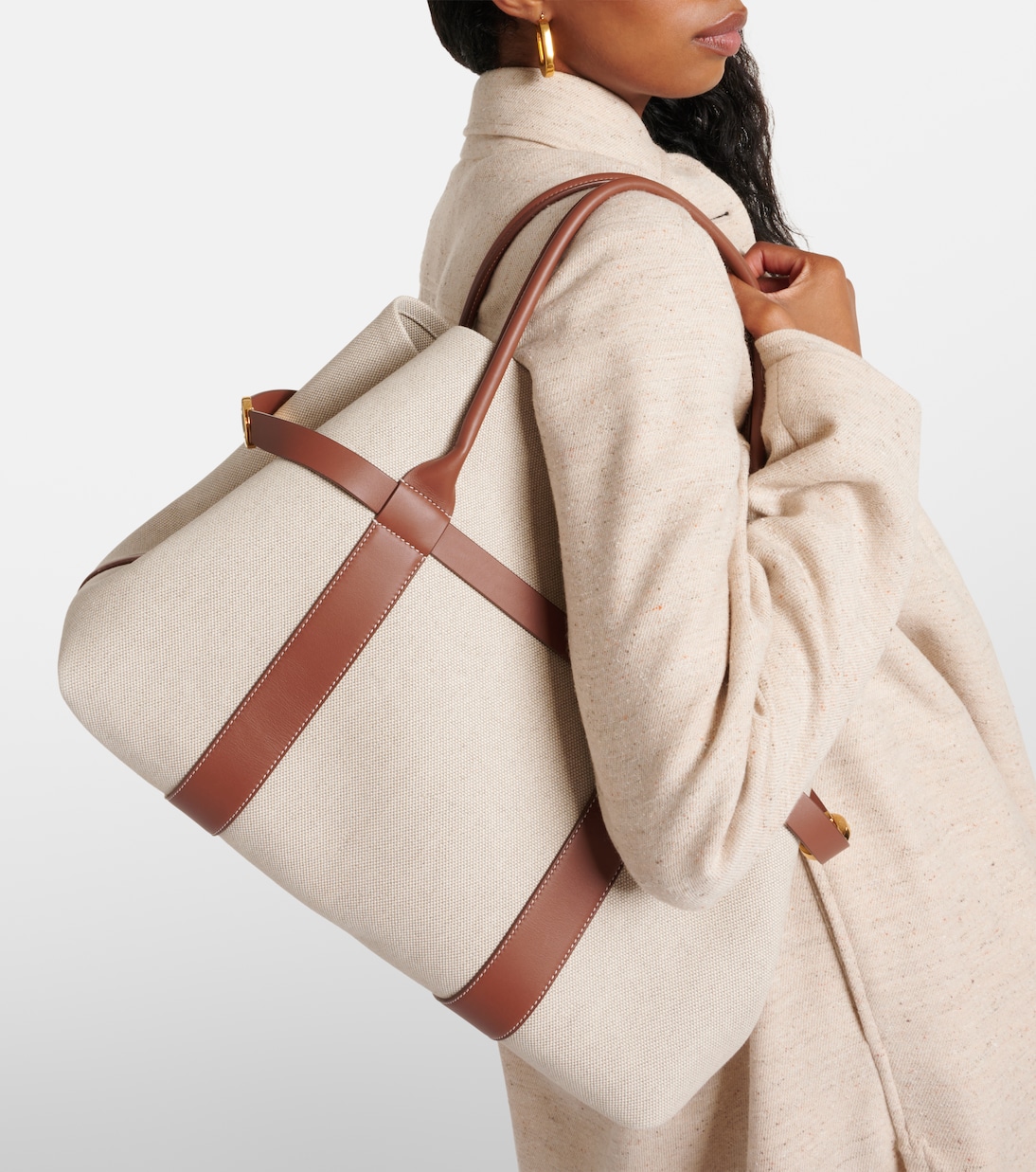 Shopper Ghiera Large in canvas e pelle | Loro Piana