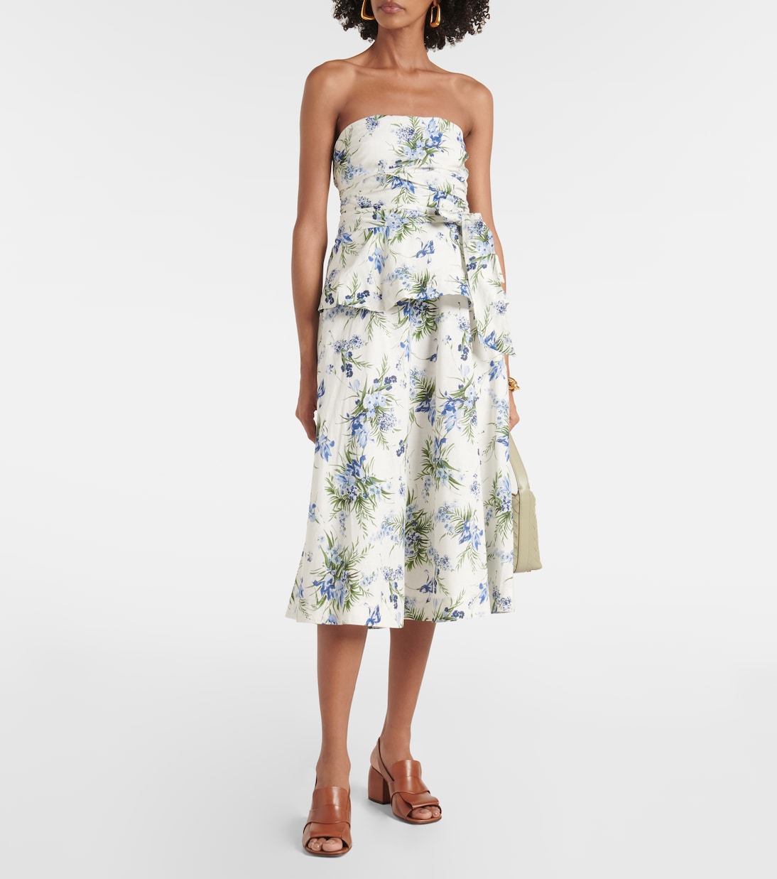 Strapless belted cotton top | Veronica Beard