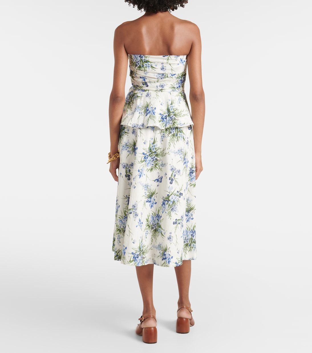 Strapless belted cotton top | Veronica Beard