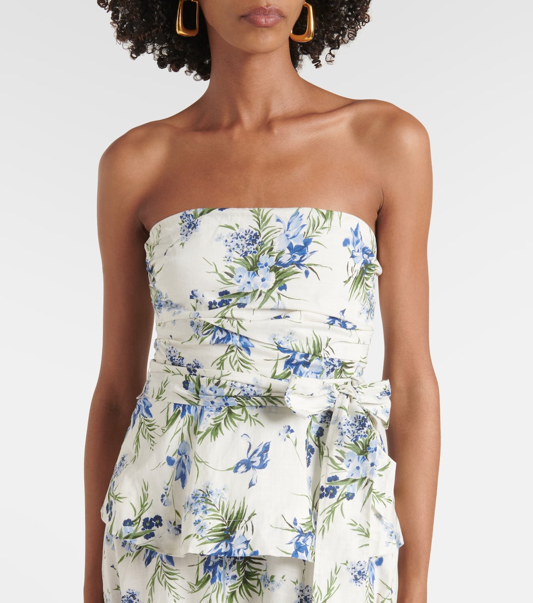 Strapless belted cotton top | Veronica Beard