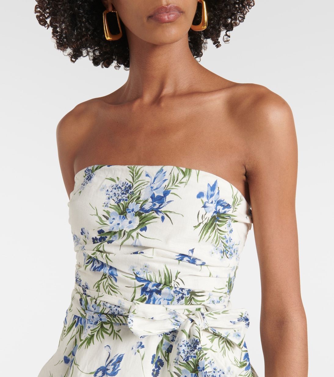 Strapless belted cotton top | Veronica Beard