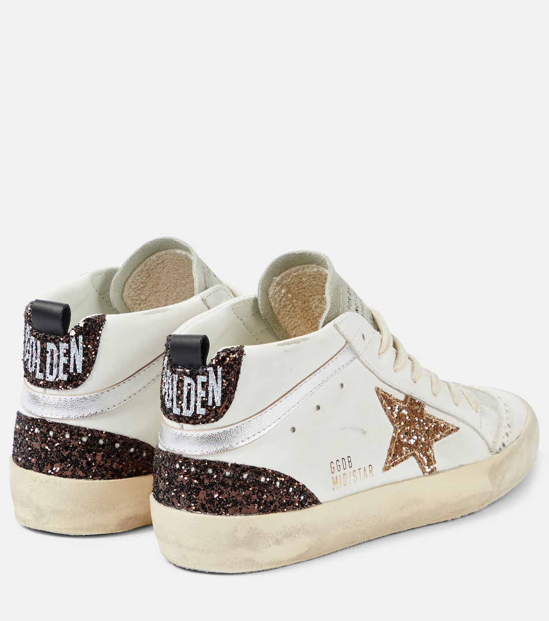 Baskets Mid Star en cuir à paillettes | Golden Goose