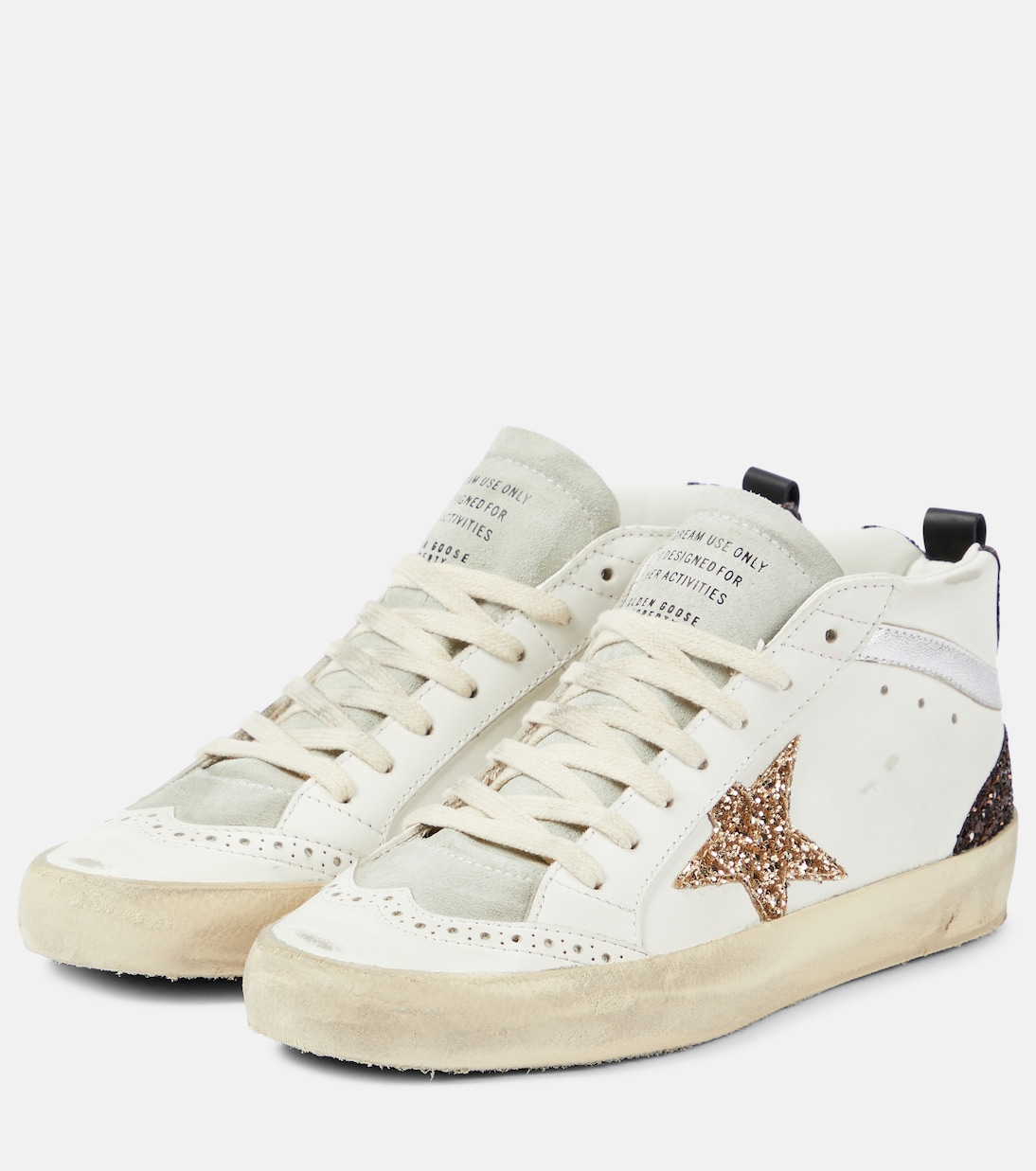 Baskets Mid Star en cuir à paillettes | Golden Goose