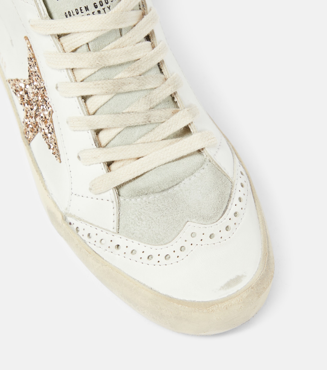 Baskets Mid Star en cuir à paillettes | Golden Goose
