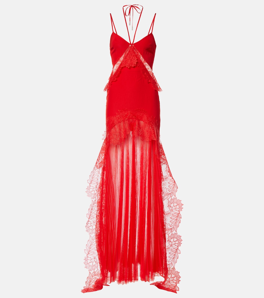 Taffeta and tulle lace-trimmed gown | David Koma