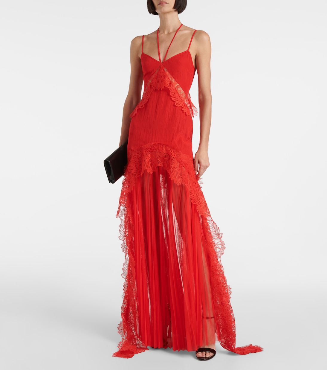 Taffeta and tulle lace-trimmed gown | David Koma