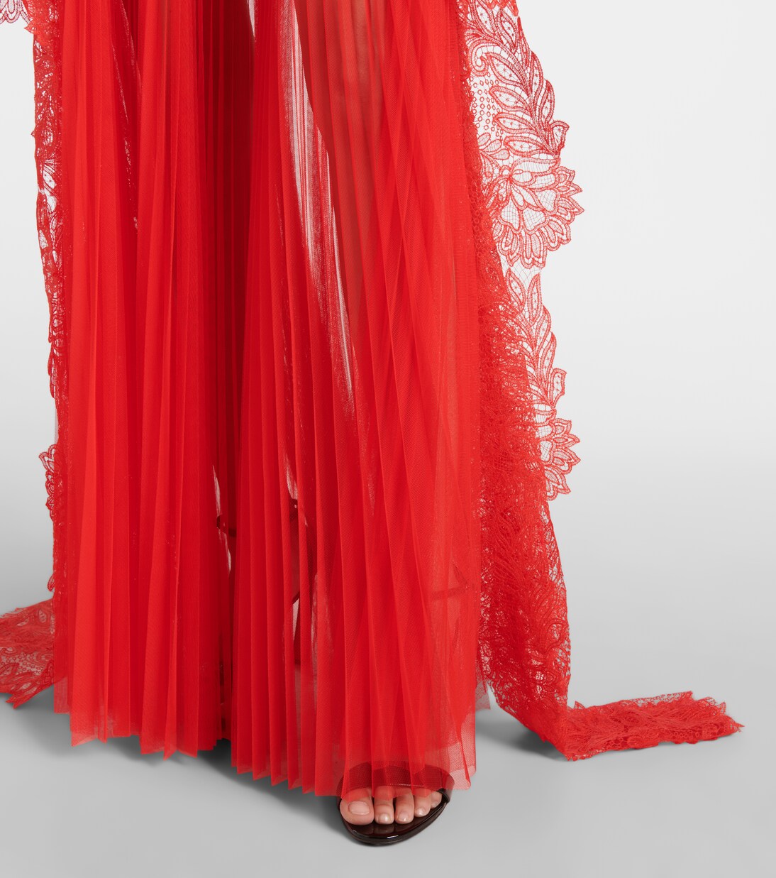 Taffeta and tulle lace-trimmed gown | David Koma